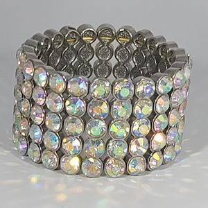 Vintage borealis crystal wide cuff bracelet